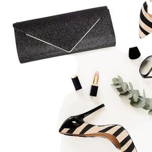 Sparkling Envelope Evening Bag with Detachable 2 Pcs Chain